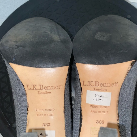 L.K. L K Bennett Grey/ Black Heels Sz 38.5 - Picture 11 of 14